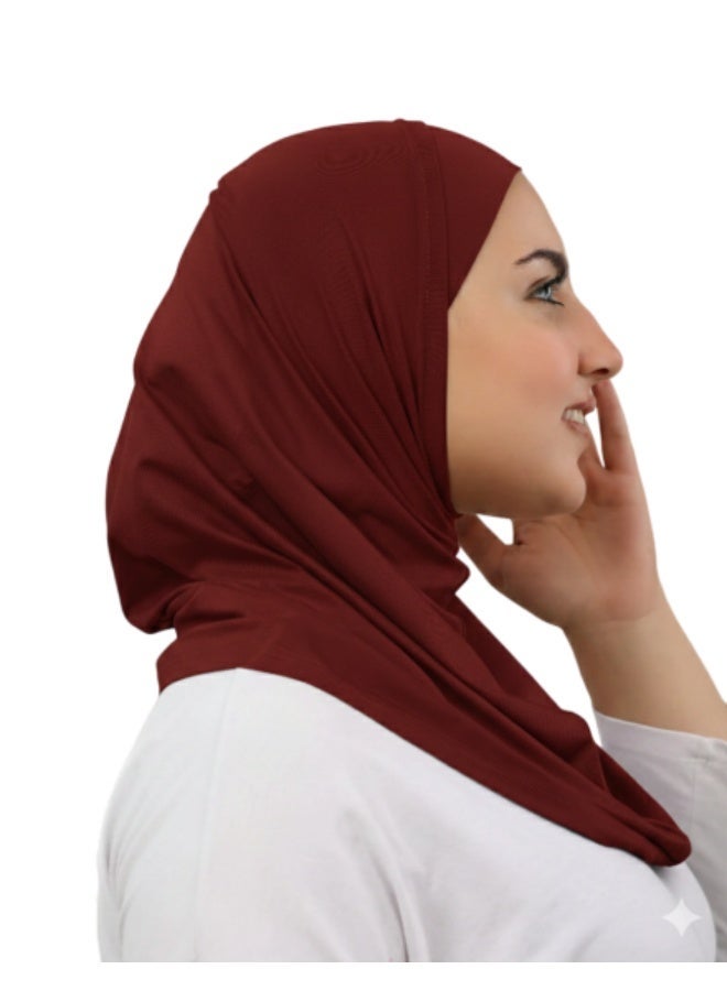 طقم حجاب سوري قطعتين (بندانة مفتوحة + تلبسة) - قطن ليكرا فاخر - ألوان متعددة - Image 2